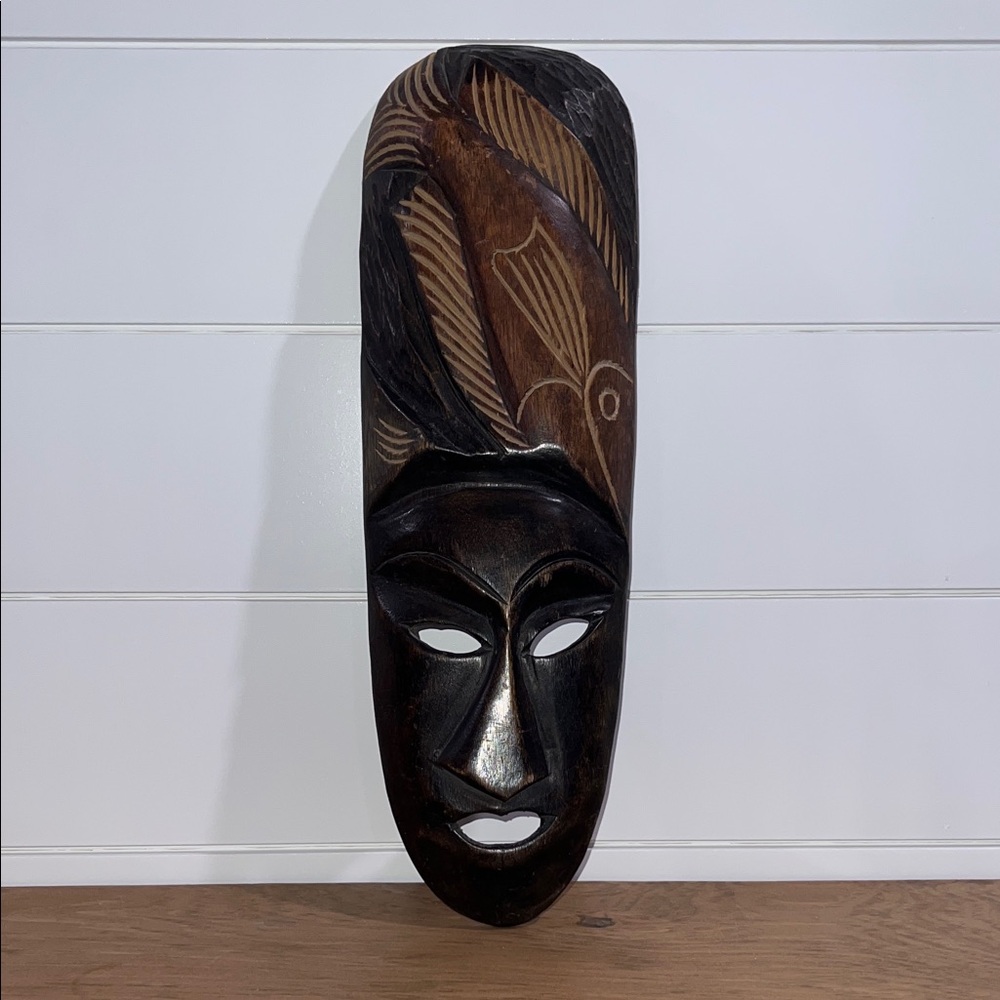 Handcrafted Tribal Mask Wall Art - Black and Brown